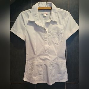 Koi Stretch White 4 Pocket Scrub Top XS